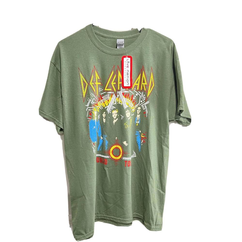 Def Leppard Live Nation Merchandise World Tour Green T-Shirt Size L NWT